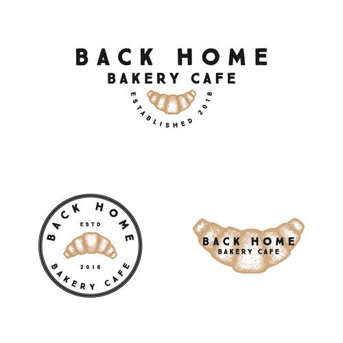 椒盐卷饼的标志，标题为“Back Home Bakery Cafe”