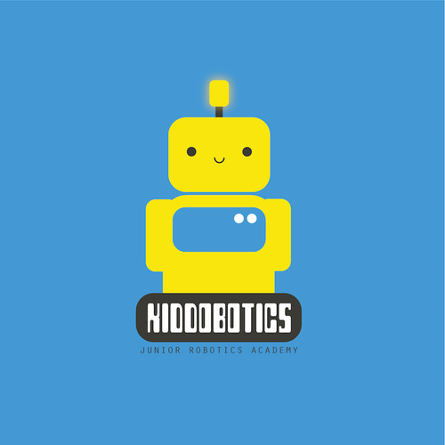 Robot brand with the title 'Cute robot logo for kids' robotics company'
