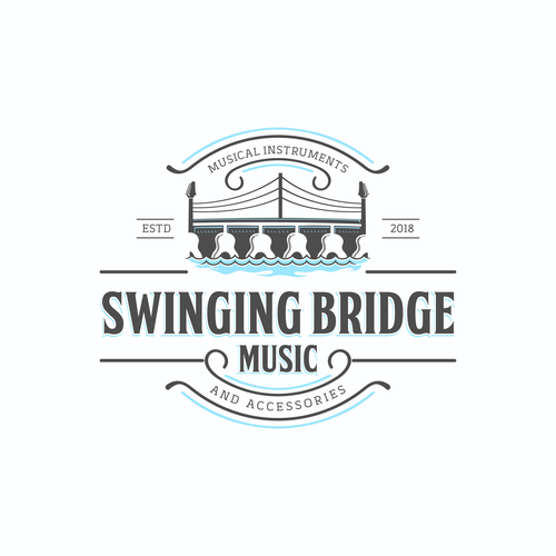 Bridge logo with the title 'swinging bridge music'