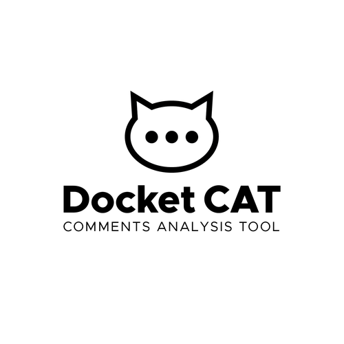 Speech bubble logo with the title 'Logo design for a comments analysis tool.'