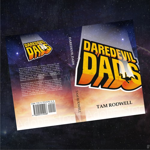 Parachute design with the title 'I need a book cover for 'Daredevil Dads''
