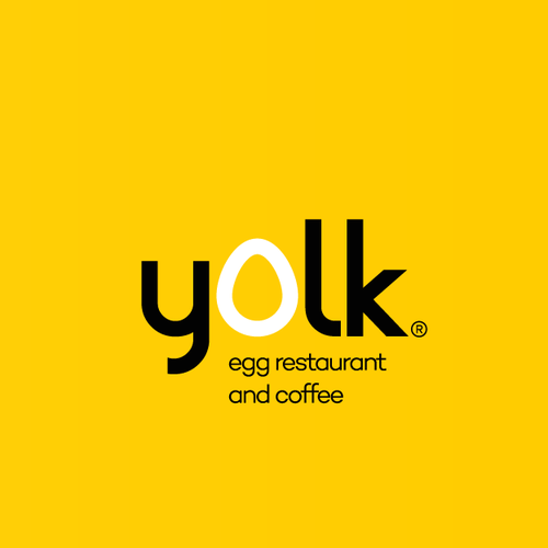 Yellow brand with the title 'Yolk restaurant and coffe'