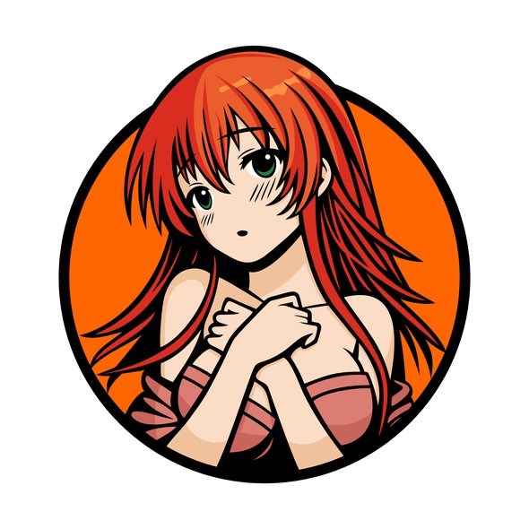 Anime design with the title 'HeyWaifu Logo Character'