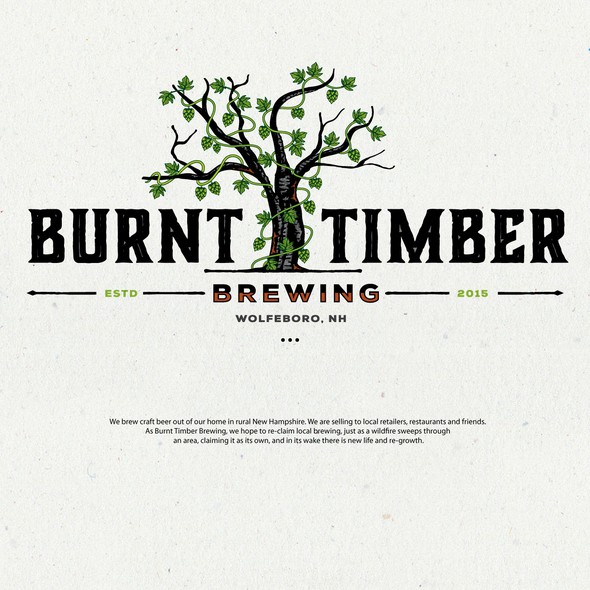 Timber logo with the title 'Burnt Timber Brewing'