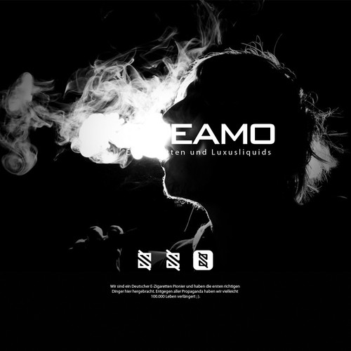 Black and white design with the title 'Steamo'