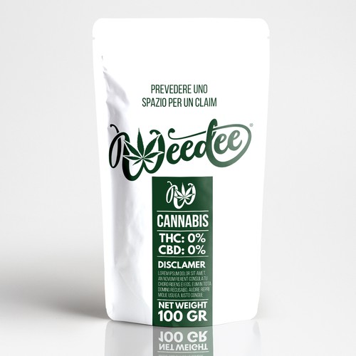 Green packaging with the title ' Cannabis Packaging design'