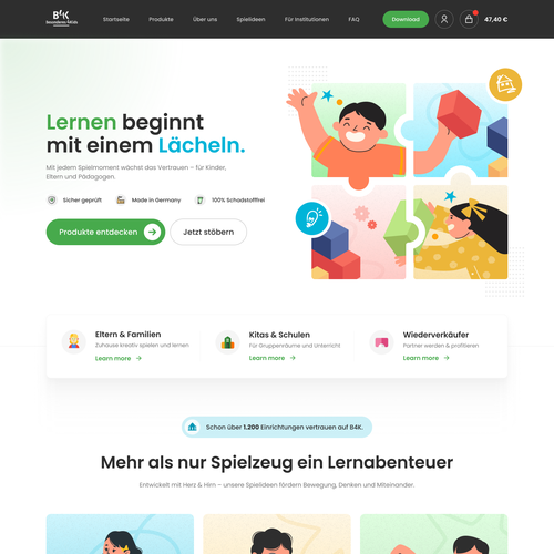 Kid website with the title 'Redesign Homepage Redesign - meinkreativstein.de'