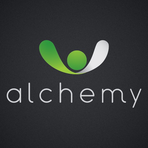 Alchemy logo with the title 'Logo for online personal growth company. Simple, clean but with personality.'