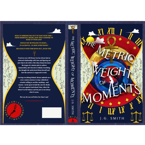 Quirky book cover with the title 'The Metric Weight of Moments Book Cover'