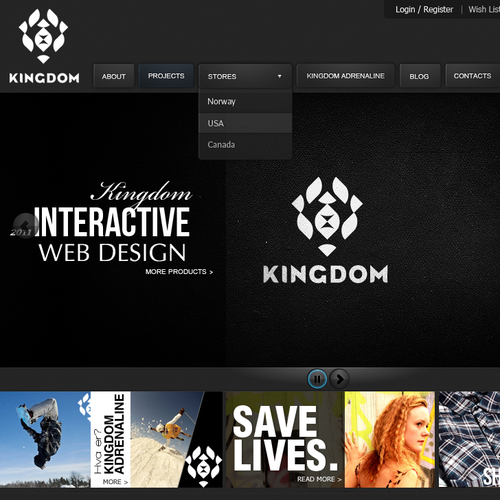 Dark website with the title 'Kingdom Apparel'