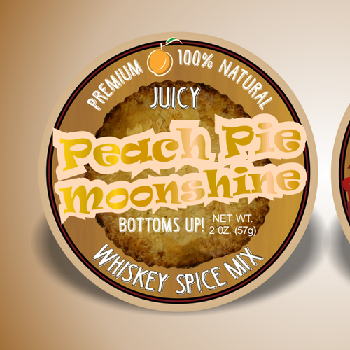 Apple label with the title 'Peach Moonshine Whiskey Label Contest'