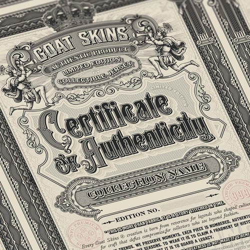 Design with the title 'Certificate of Authencity'