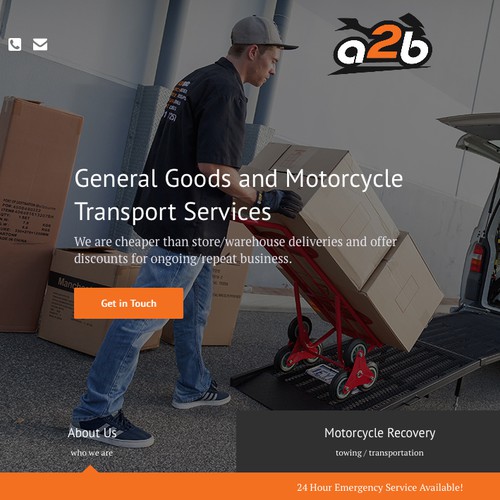 Full-screen website with the title 'Clean concept for delivery company'