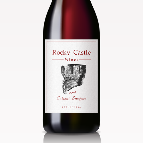 Red label with the title 'Wine Label Design'