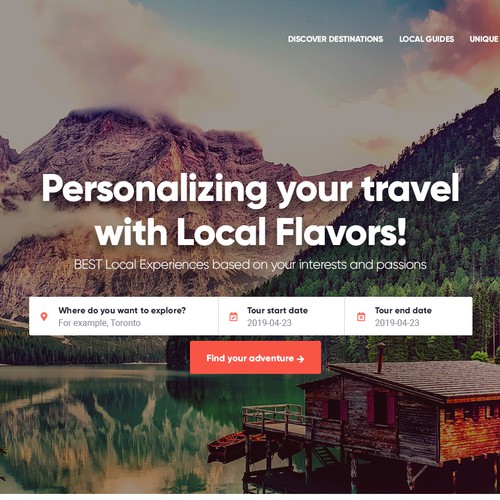 Backpack design with the title 'Website for travel service provider'