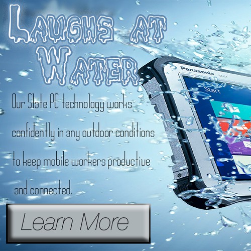 Rugged design with the title 'Laughs at Water'