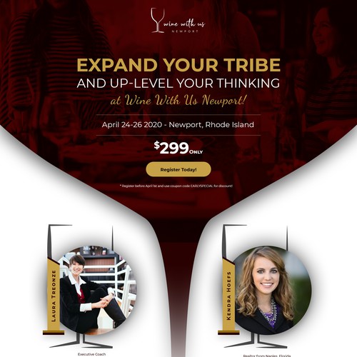 Seminar design with the title 'Wine Event Landing Page'