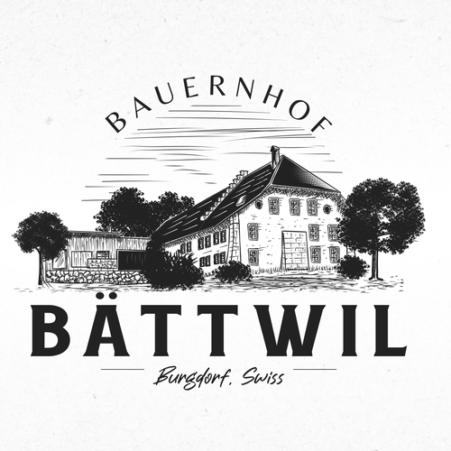 Vacation rental logo with the title 'Handrawn framhouse logo design'