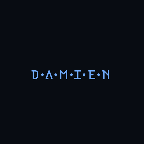 Futuristic logo with the title 'D.A.M.I.E.N — Personal AI Operating System Logo'