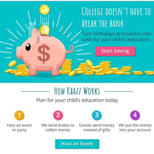 User-friendly website with the title 'Website for college savings'