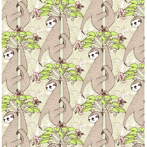 Sloth design with the title 'Seamless sloth pattern'