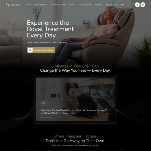 Royal design with the title 'Massage Chair Brand Landing Page'