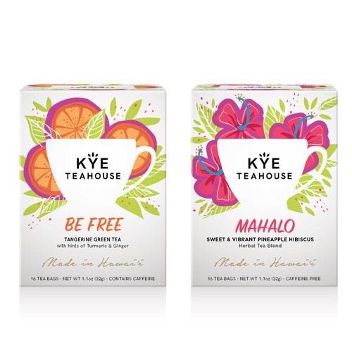 Premium packaging with the title 'Hawaiian herbal tea redesign'