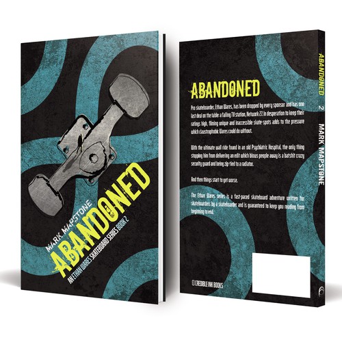 Hand-drawn book cover with the title 'Skate-themed Fiction Book Cover'