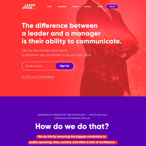 Interface website with the title '"Netflix for Presentations" startup needs a homepage designed'