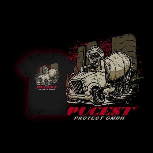 Construction t-shirt with the title 'skull truck'