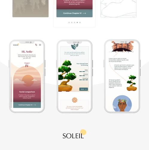 Journey design with the title 'Gamified app for self-improvement'