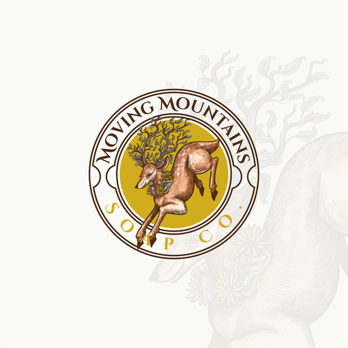 Herbal logo with the title 'Vintage Deer Emblem Logo for Natural Soap Brand'