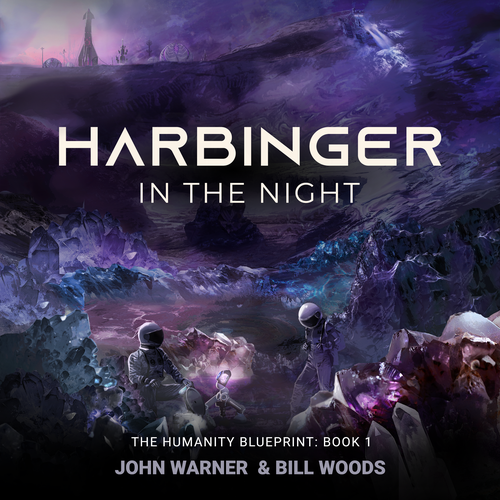 Concept art design with the title 'Harbinger in the night'