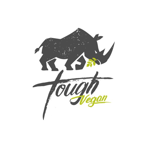 Rhino logo with the title 'Tough vegan logo Rhino'