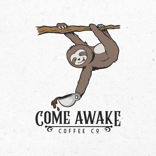 Sloth design with the title 'Fun vintage logo for a coffee shop'