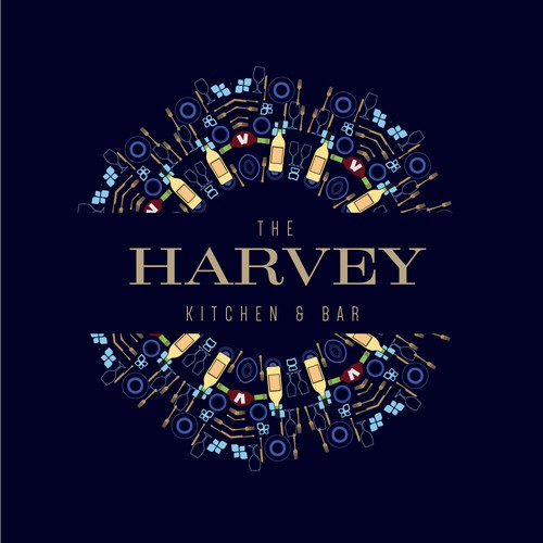 Kitchen logo with the title 'The Harvey Logo'