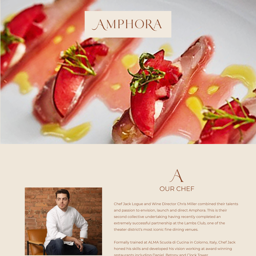 Food website with the title 'Web page design for a high-end restaurant'