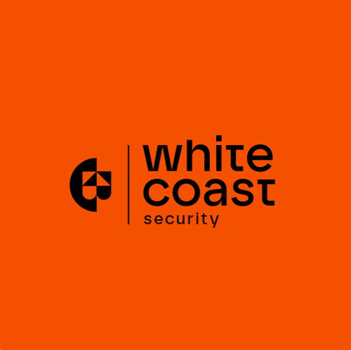 Orange logo with the title 'white coast security'