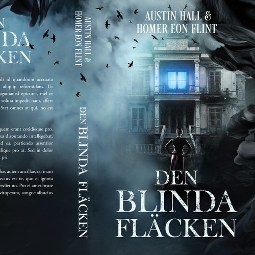 Suspense book cover with the title 'Den Blinda Fläcken - Horror novel'