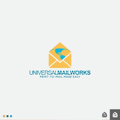 Mail design with the title 'Universal Mailworks logo design'