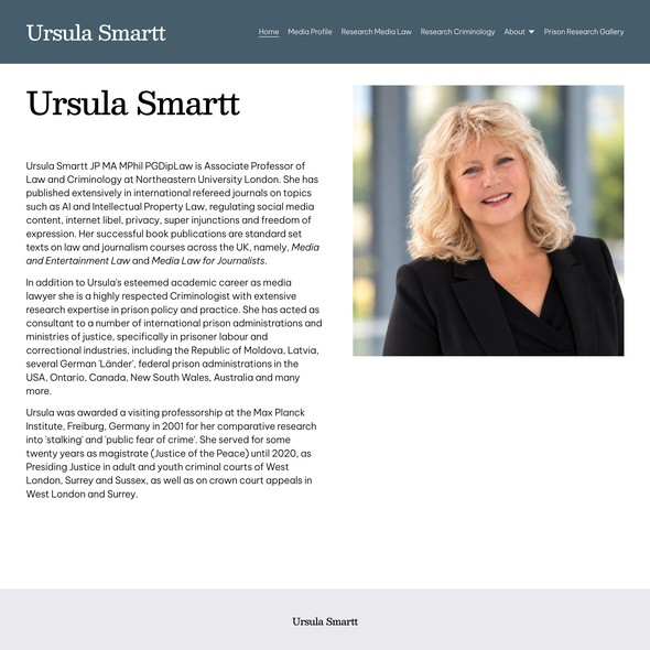 London design with the title 'Ursula Smartt Professional Website'