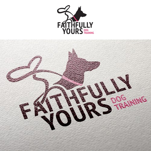Dog training logo with the title 'Faithfully Yours - Dog Training'