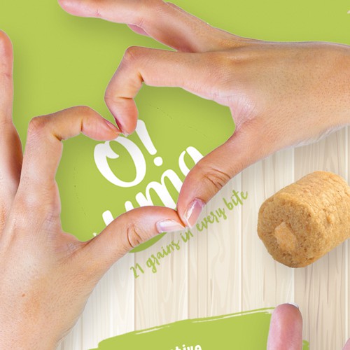 Bio design with the title 'An innovative grain snack'