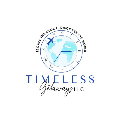 Travel agency design with the title 'Timeless Getaways LLC'