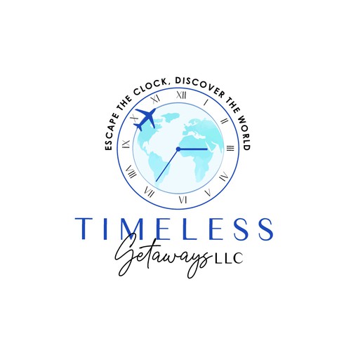 Travel agency logo with the title 'Timeless Getaways LLC'