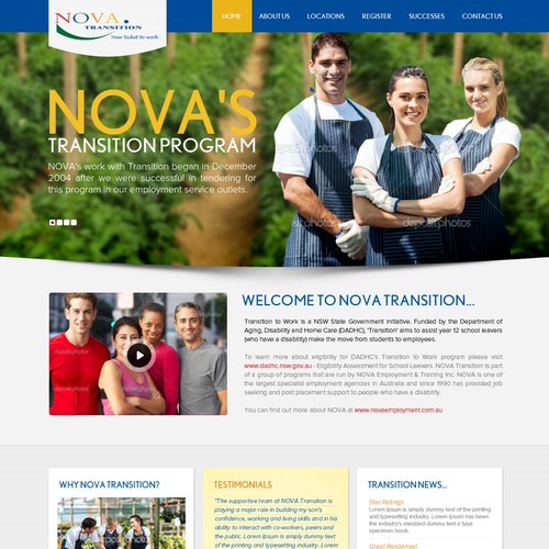 Service website with the title 'Help Nova Employment with a new website design'