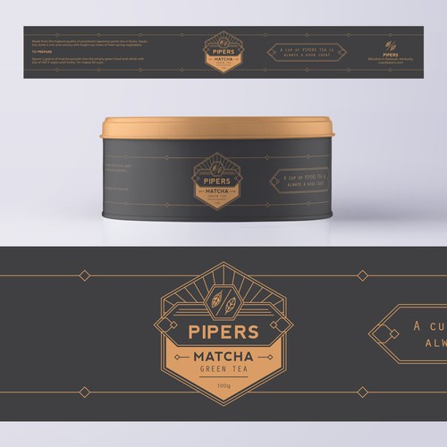 Art Deco label with the title 'Tea Packaging'