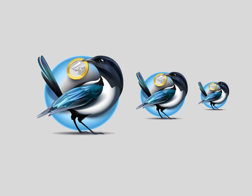 Coin design with the title 'Magpie Icon'