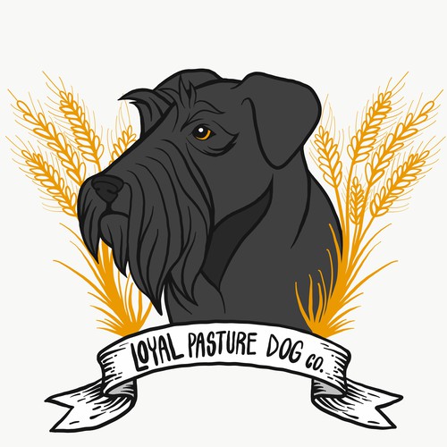Digital art logo with the title 'Concept Logo for Loyal Pasture Dog Company'