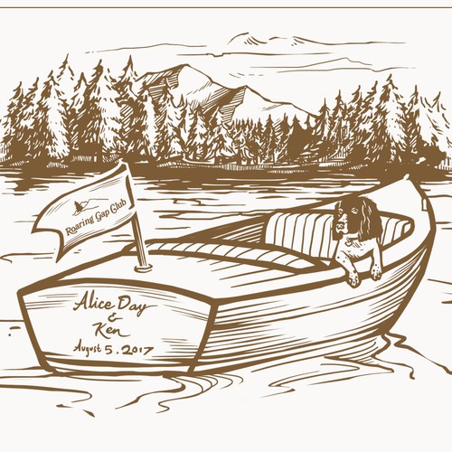 Manual design with the title 'pen & ink wedding motif'